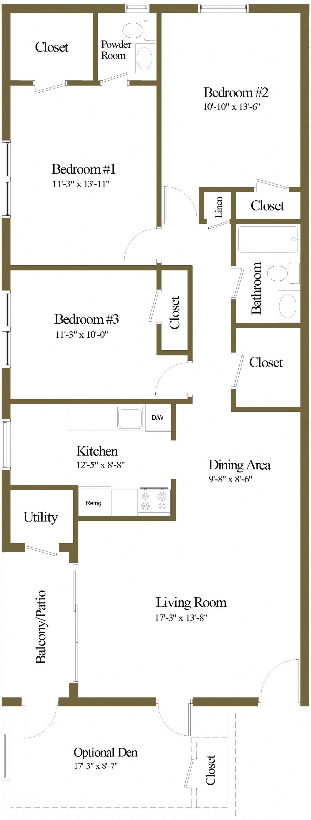 3 Bedroom 1.5 Bath Floor Plan 5